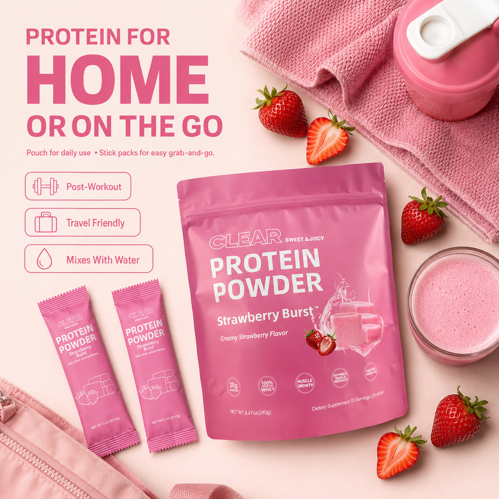 Strawberry Burst Clear Protein Powder | 20g Grass-Fed Whey Isolate | Light & Juicy Protein Drink