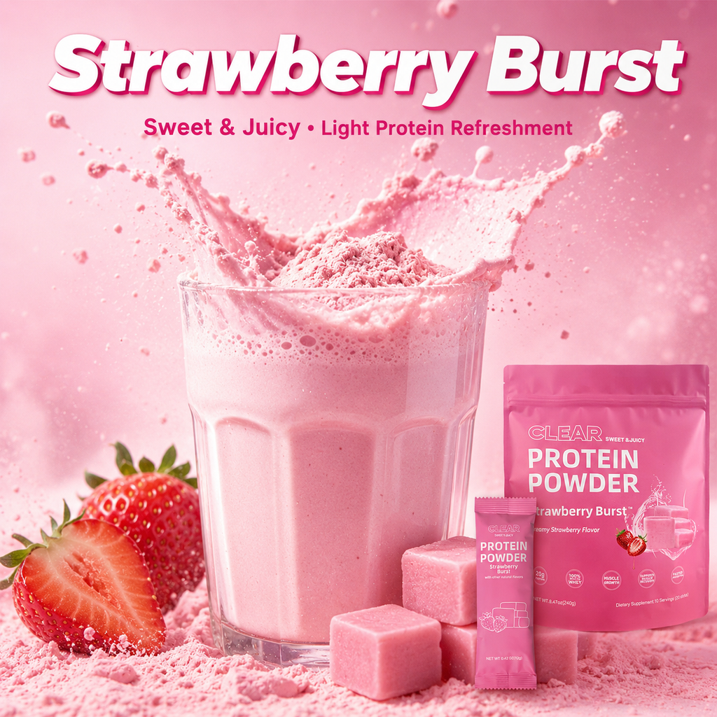 Strawberry Burst Clear Protein Powder | 20g Grass-Fed Whey Isolate | Light & Juicy Protein Drink